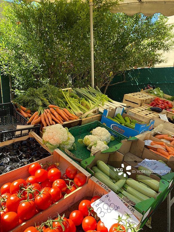 市场上蔬菜的高角度视图图片素材
