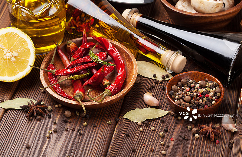 高角度视图的桌面食材，美国，USA图片素材