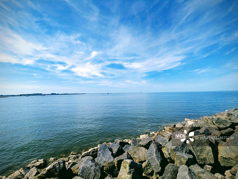 荷兰莱利斯塔德海面与天空的美丽景色图片素材