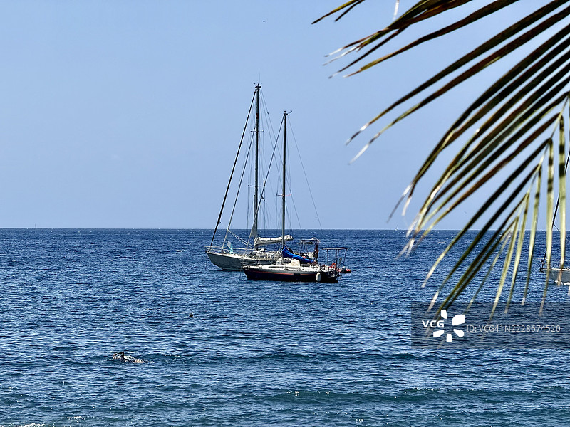 海洋与天空的美丽景色，古尔贝尔，瓜德罗普图片素材