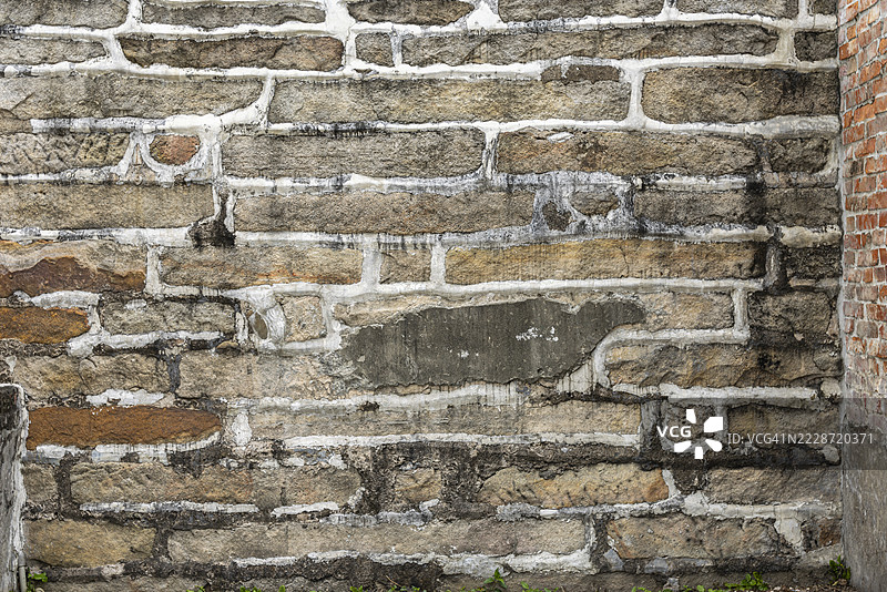 破旧砖块纹理的砖墙。抽象砖墙全景背景。图片素材