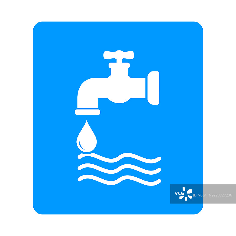水资源保护图标，带水龙头和水滴图片素材