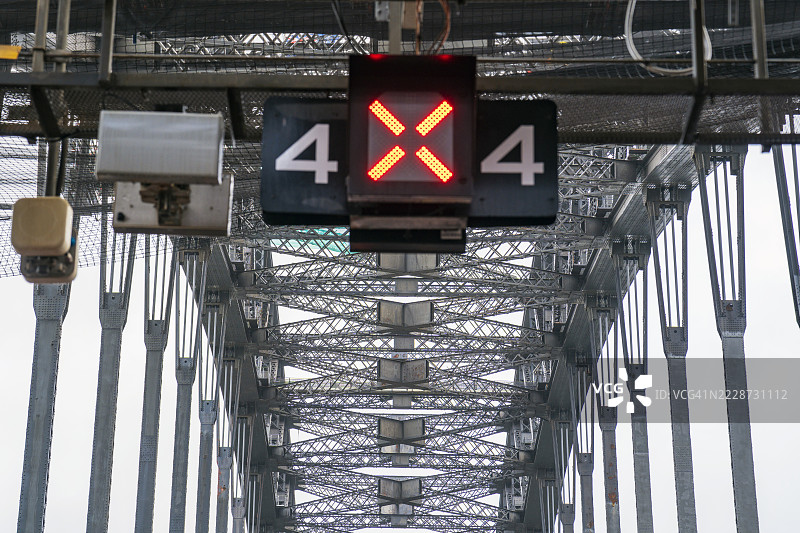 悉尼海港大桥上的交通信号灯图片素材