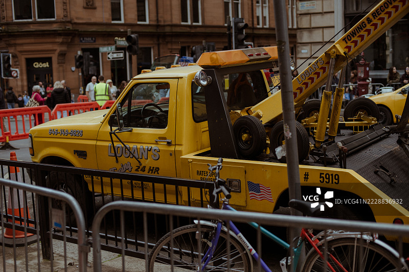 格拉斯哥市中心被改造成纽约，拍摄漫威的《蜘蛛侠：全新的一天》图片素材