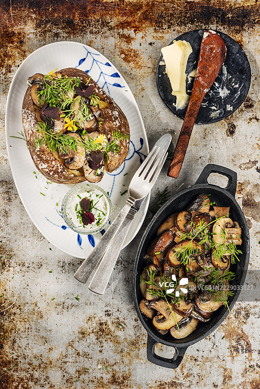 蘑菇焗土豆图片素材