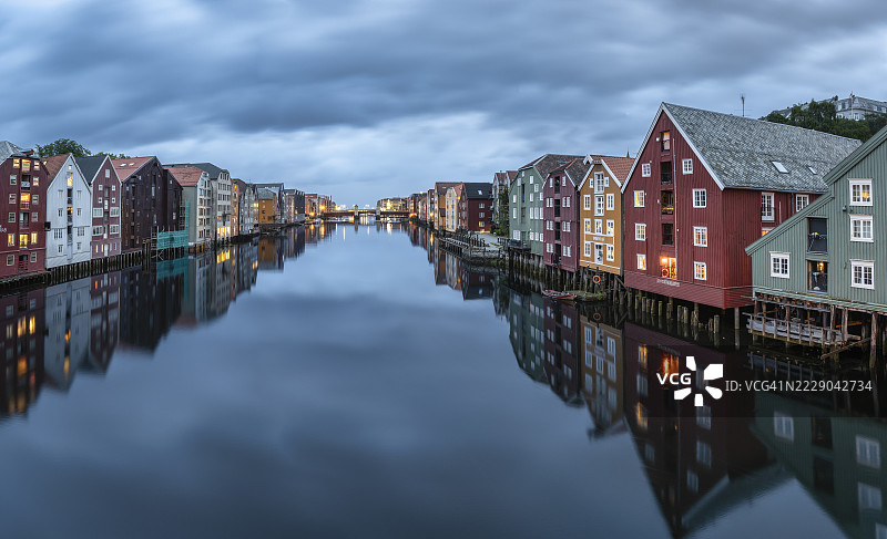 挪威特隆赫姆的全景天际线图片素材