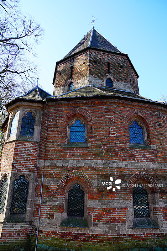 尼梅根，荷兰，圣尼古拉斯教堂特写，阳光明媚图片素材