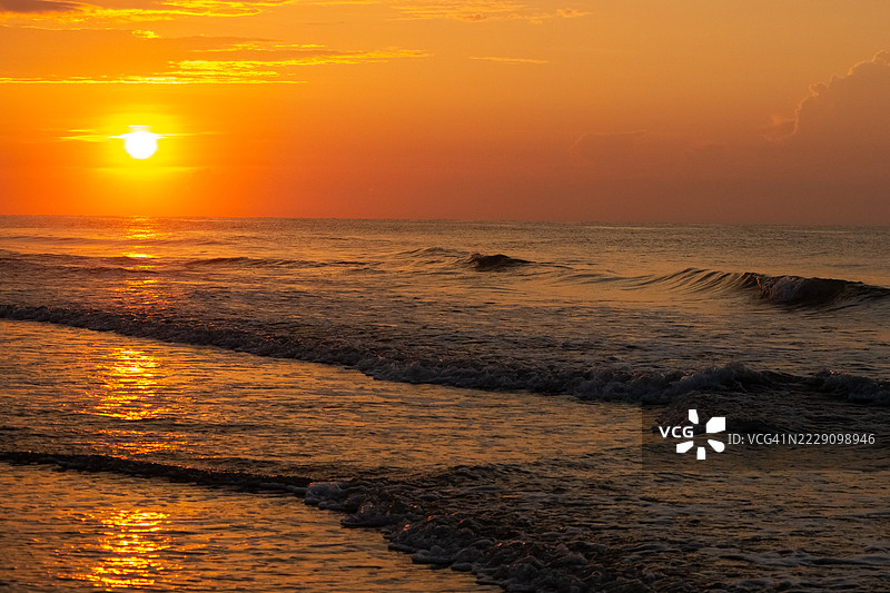 日落时分的海景，南卡罗来纳州希尔顿头岛，美国图片素材