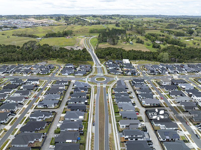 新西兰的住宅开发鸟瞰图图片素材