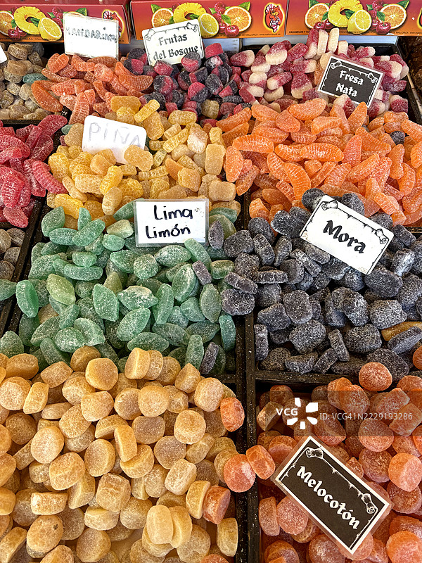 商店里出售的糖果特写镜头图片素材