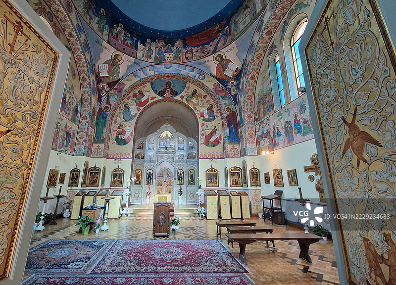 意大利利古里亚大区波嫩特海岸圣雷莫的救世主俄罗斯东正教教堂内部图片素材