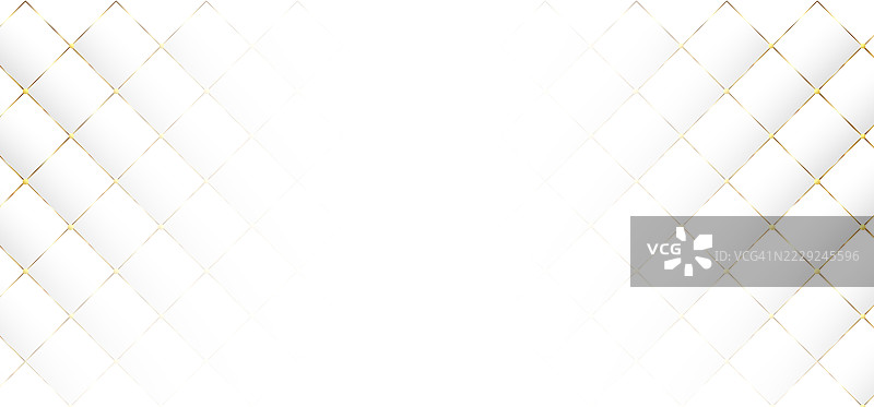 优雅的白色和金色钻石图案背景。白色背景上有奢华的金色线条。图片素材