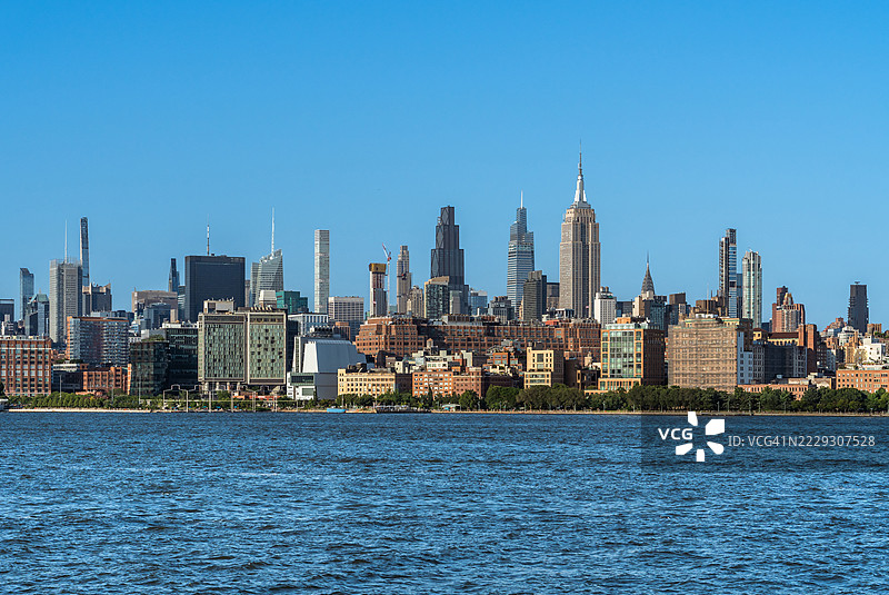 哈德逊河与曼哈顿摩天大楼图片素材