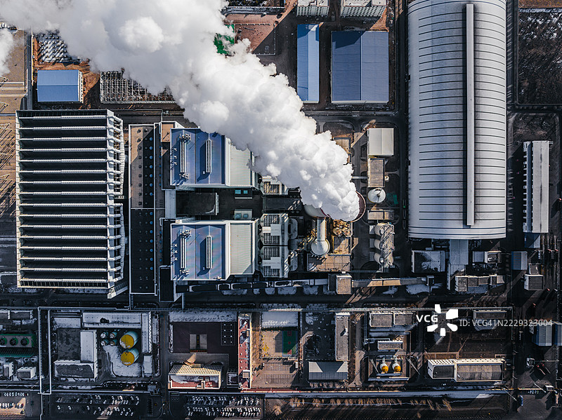 中国河北的火电站鸟瞰图图片素材