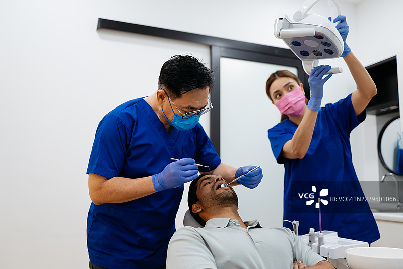患者在专业团队的照顾下接受牙科治疗图片素材
