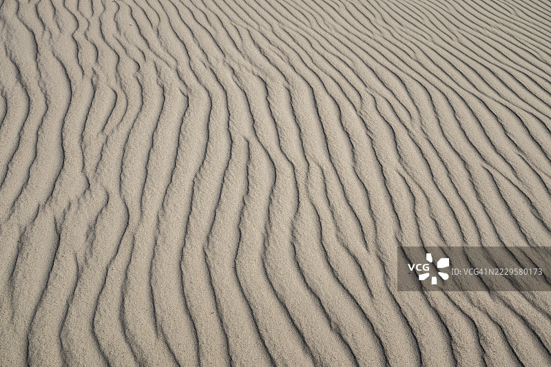 丹麦北海Hvide Sande的波浪状风成沙结构特写图片素材
