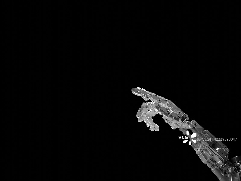 3D机器人手臂的手指指向访问网络工业系统，作为人工智能指挥官图片素材
