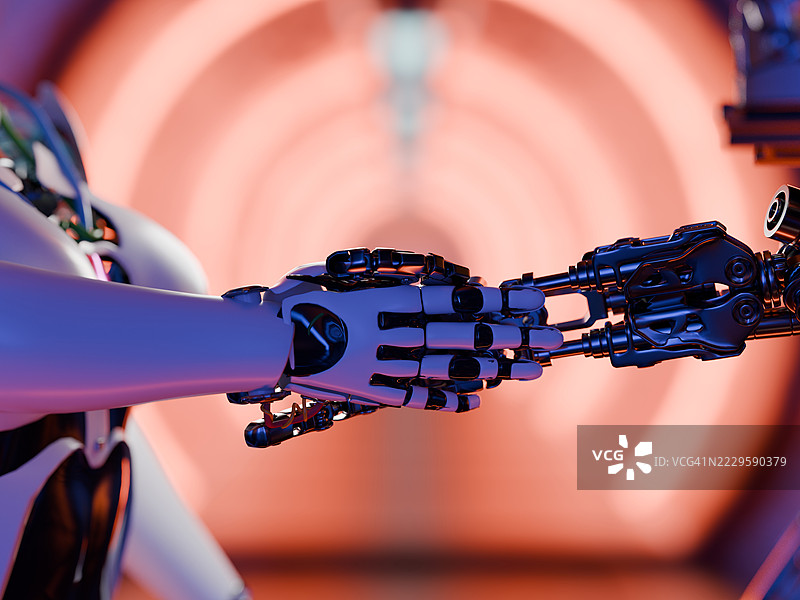 机器人握手达成交易图片素材