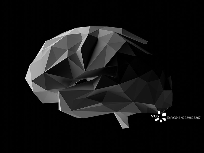 低多边形风格的人脑计算机生成图像图片素材