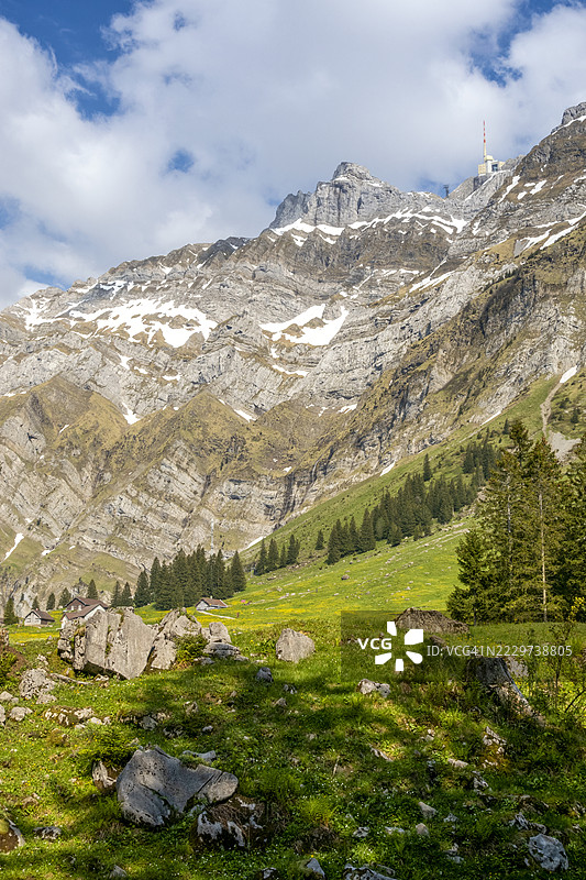 瑞士阿彭策尔阿尔卑斯山的桑蒂斯山图片素材