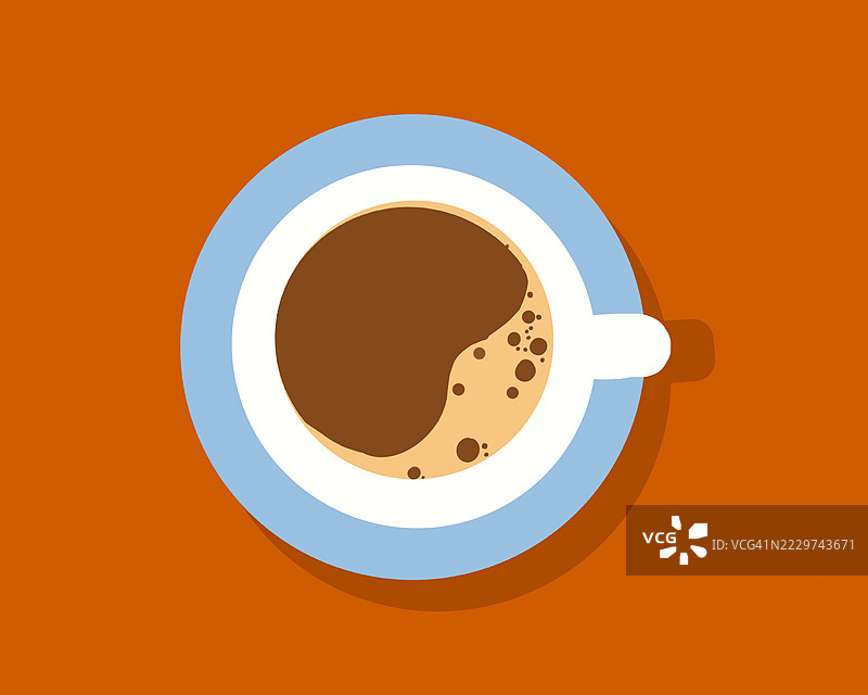 橙色背景上的浓缩咖啡杯插图图片素材