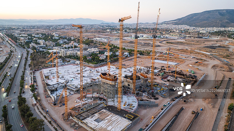 大型建筑工地的鸟瞰图图片素材