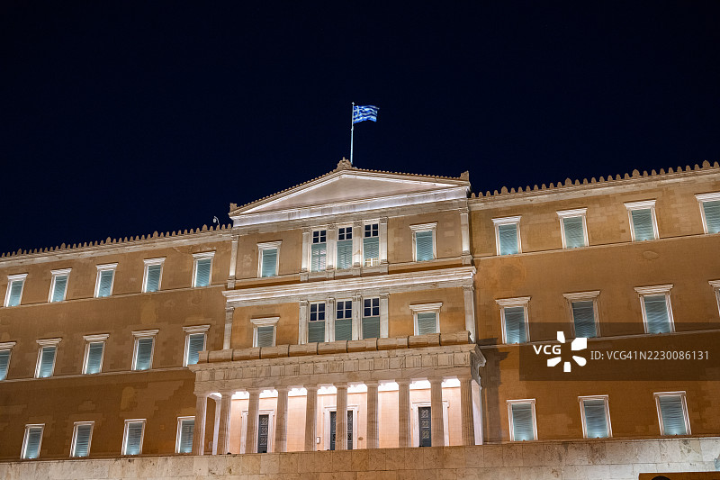 希腊议会大厦夜景图片素材