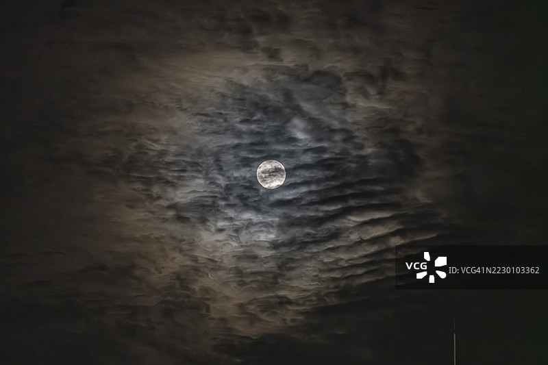 被云层笼罩的满月图片素材