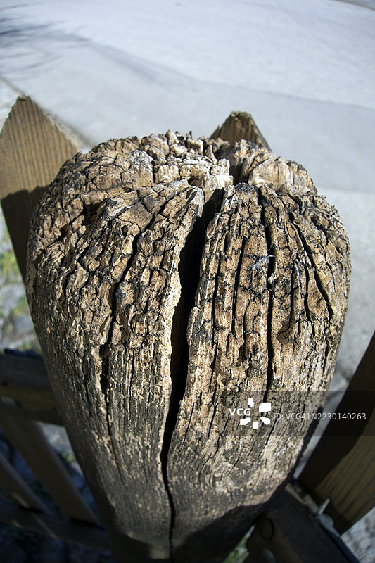 老旧风化的裂纹木栅栏柱图片素材