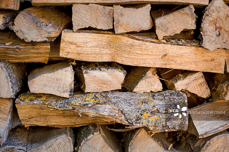 堆放好的待燃烧的木柴图片素材