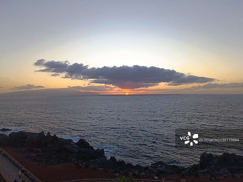 巴尔塞罗那圣地亚哥的亚特兰大洋日落图片素材