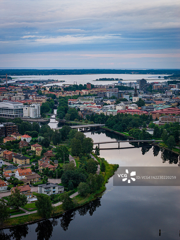 瑞典卡尔斯塔德市的鸟瞰图图片素材