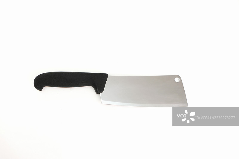 白色背景下的肉切刀侧视图。图片素材
