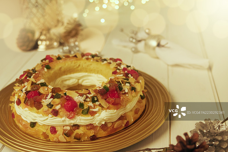 西班牙三王节蛋糕，Roscón de Reyes图片素材