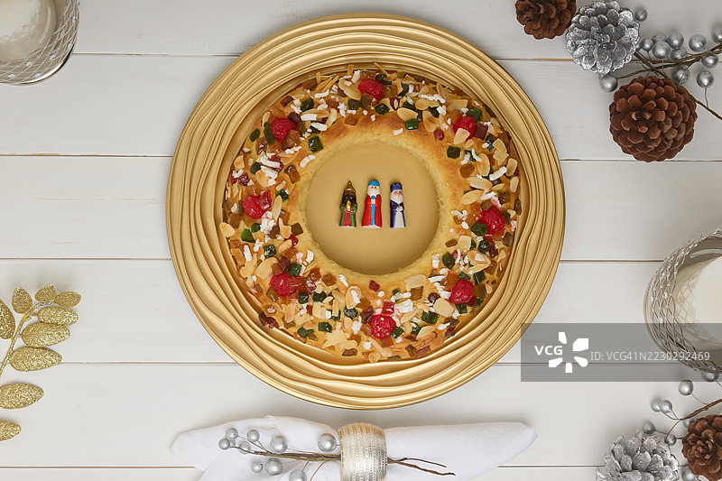 西班牙三王节蛋糕，Roscón de Reyes图片素材