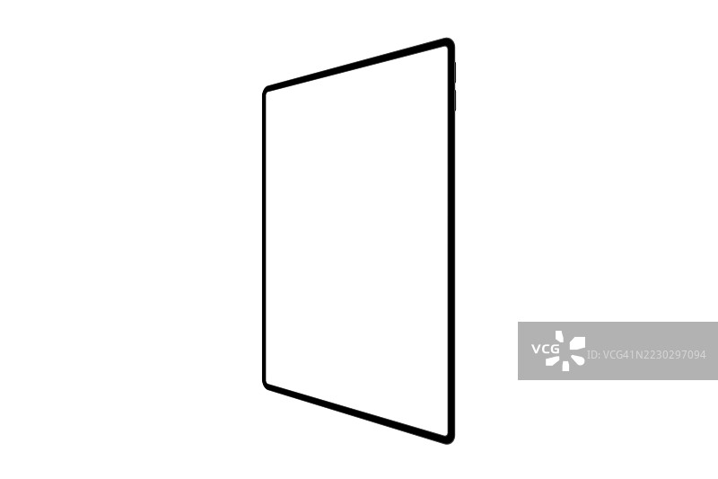 黑色数字平板电脑模型，白色屏幕置于白色背景上。图片素材