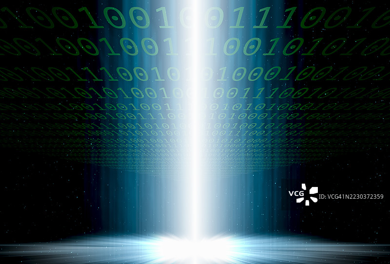 在太空背景下的光束二进制渲染。图片素材