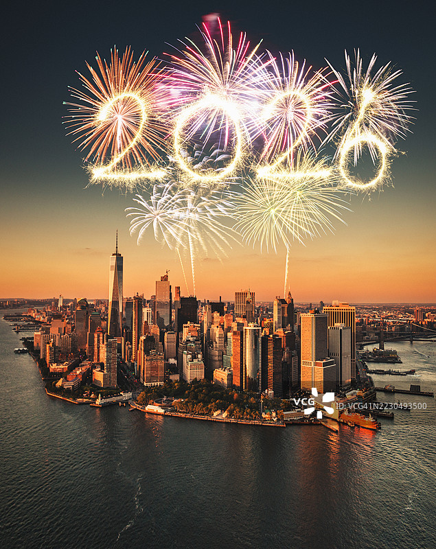 2026年曼哈顿的新年烟火图片素材