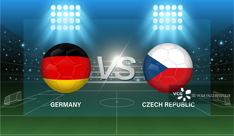 德国与捷克共和国足球横幅。两国或球队的足球模板图片素材