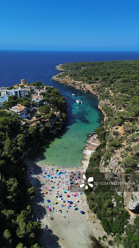 马洛卡岛卡拉皮湾空中视角图片素材