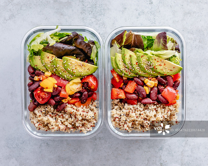 两个素食午餐盒图片素材
