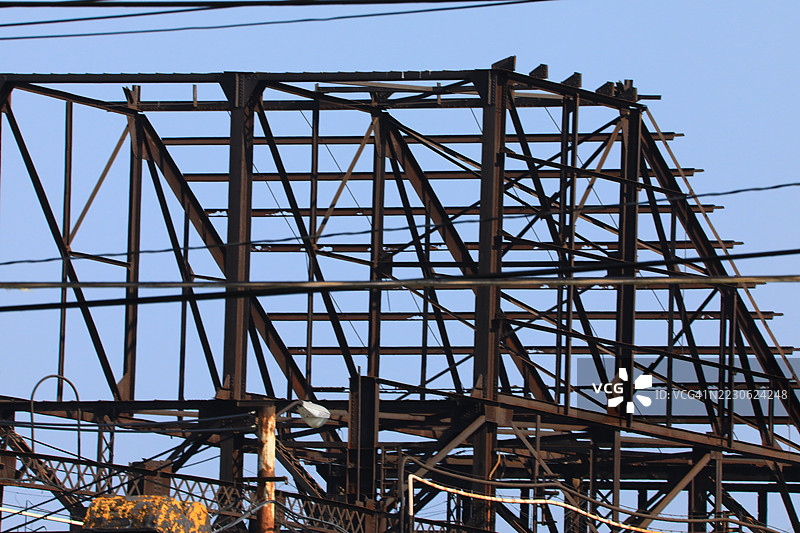 中西部锈蚀小镇的建筑框架图片素材