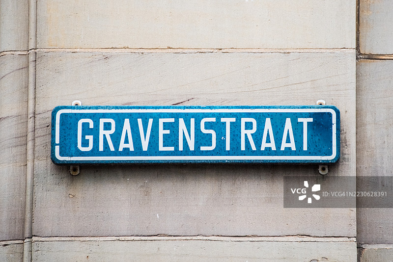 荷兰海牙的Gravenstraat街道标志图片素材