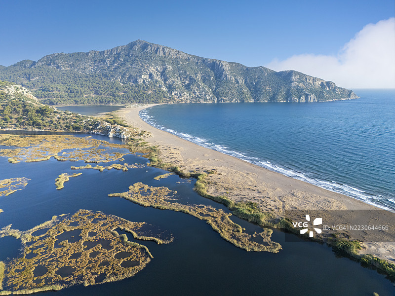 土耳其伊兹图祖海滩和达利扬的鸟瞰图。图片素材