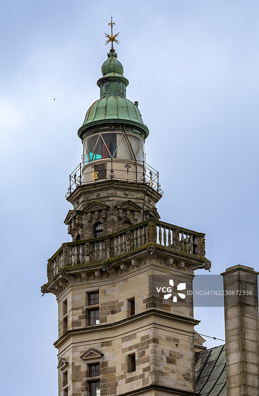 丹麦赫尔辛格的克伦堡城堡灯塔塔楼图片素材