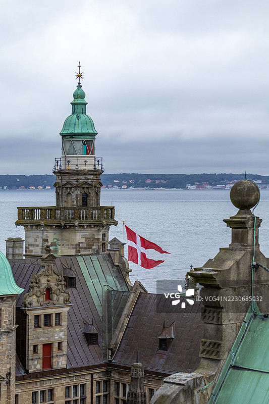 丹麦赫尔辛格的克伦堡城堡灯塔塔楼图片素材