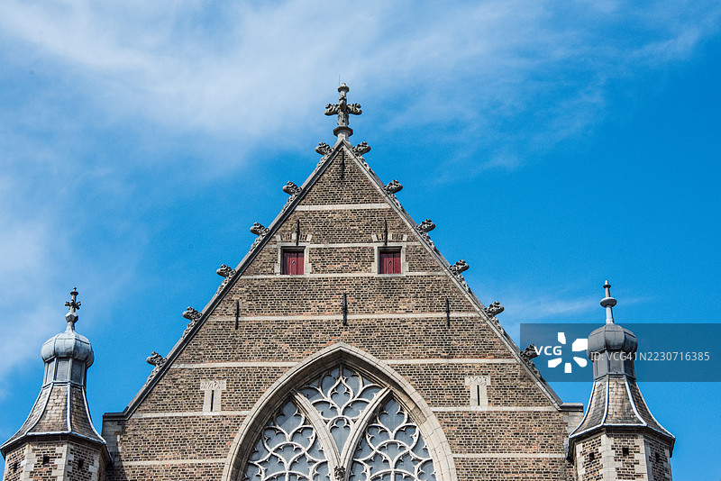 鹿特丹圣劳伦斯教堂（Grote of Sint-Laurenskerk）的上部外立面。图片素材