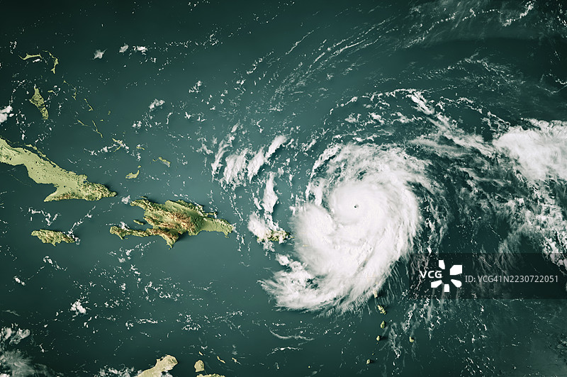飓风艾琳 20250816 云图 加勒比海 3D 渲染 彩色图片素材