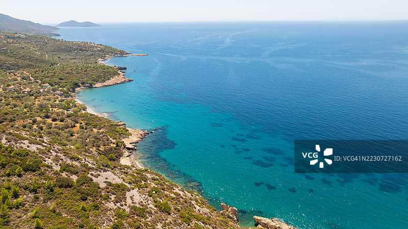 爱琴海水域的彩色鸟瞰图图片素材