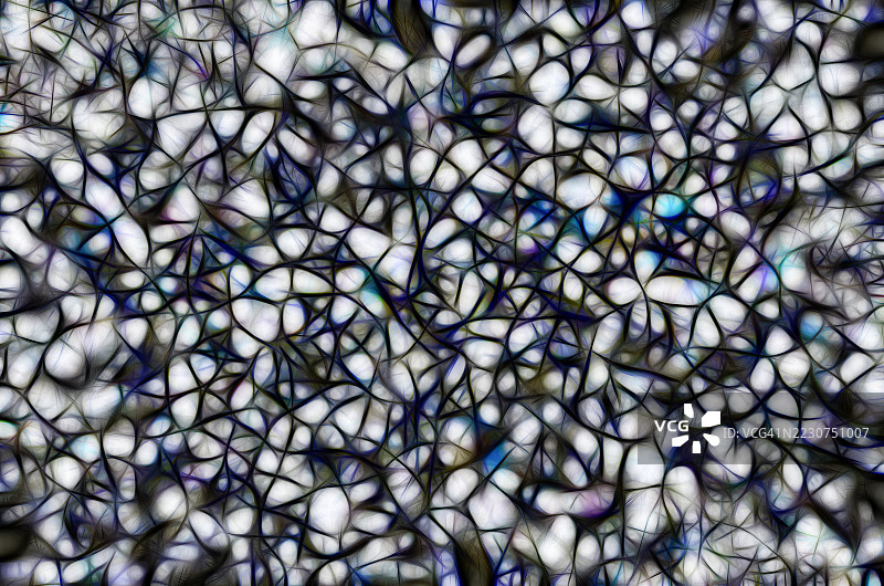 抽象背景，互联的光纤电缆在互联网网络中传输数据。图片素材